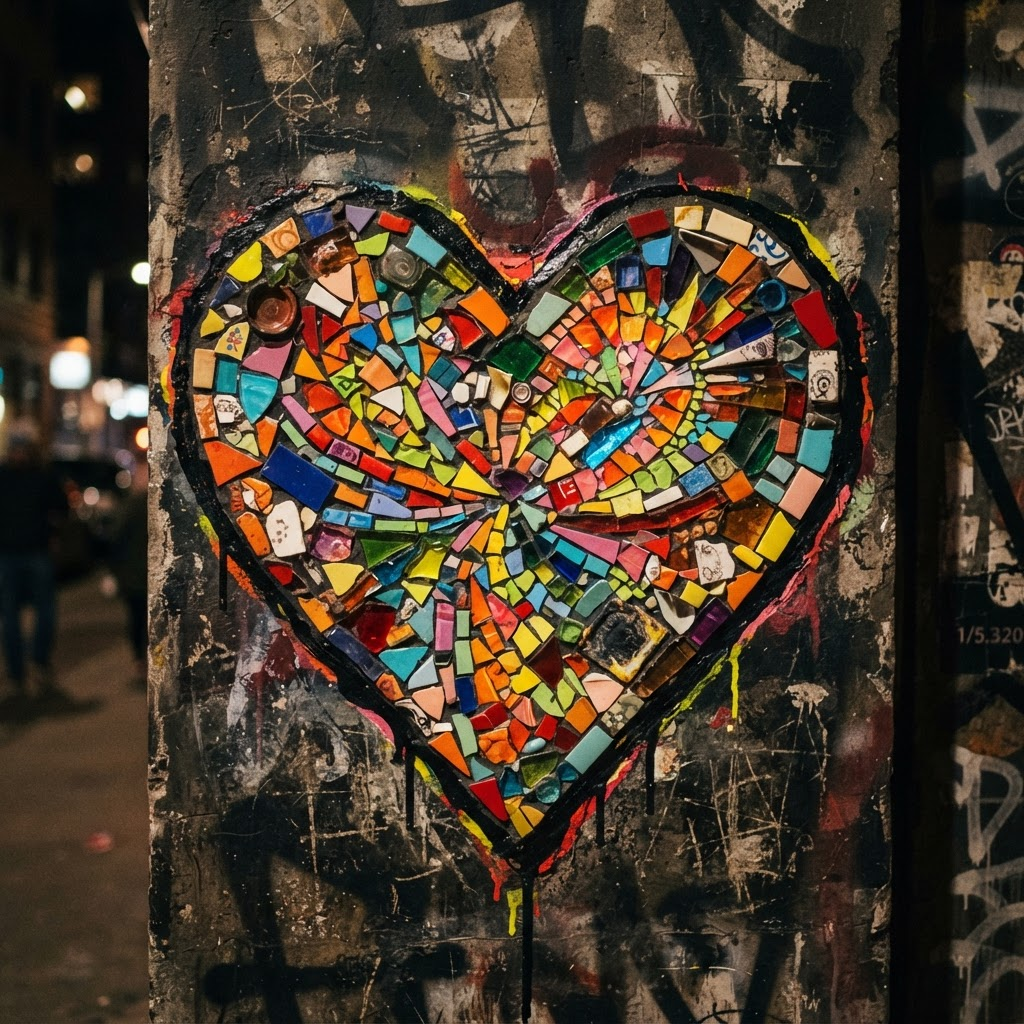 A colorful mosaic heart