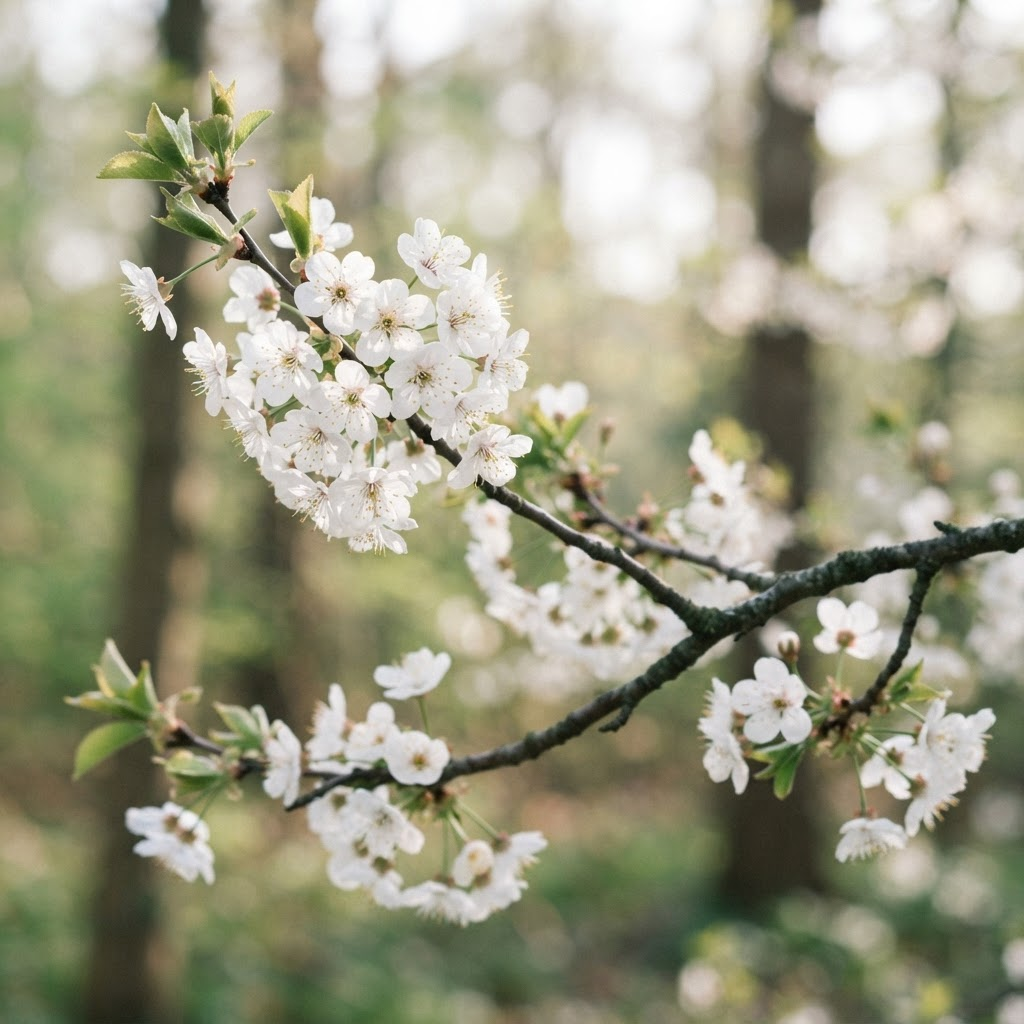Delicate white spring blossoms